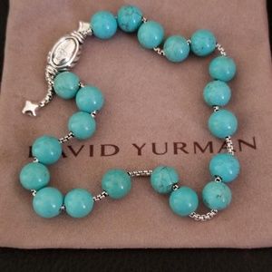 DY Sterling Silver Beaded Turquoise Bracelet